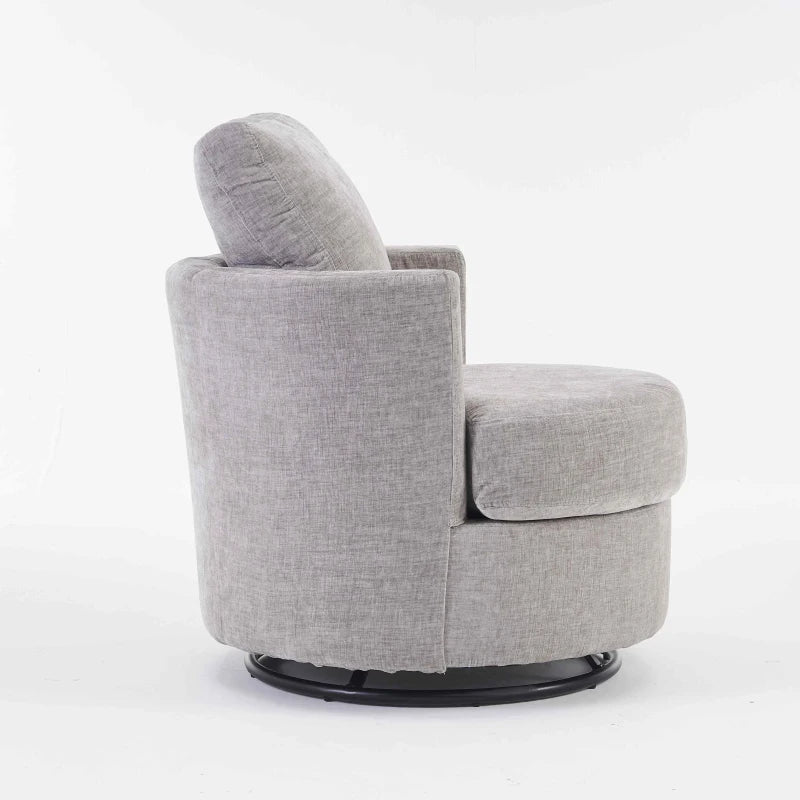 Light Grey Chenille Swivel Recliner with Back Cushion, Thick Foam Padding, 360° Rotation, 78.5x83x86 cm