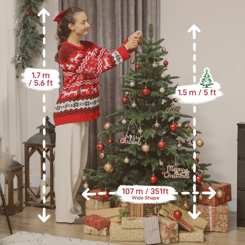 5ft Realistic Green Artificial Christmas Tree - Easy Assembly, Lifelike Branches for Holiday Decor
