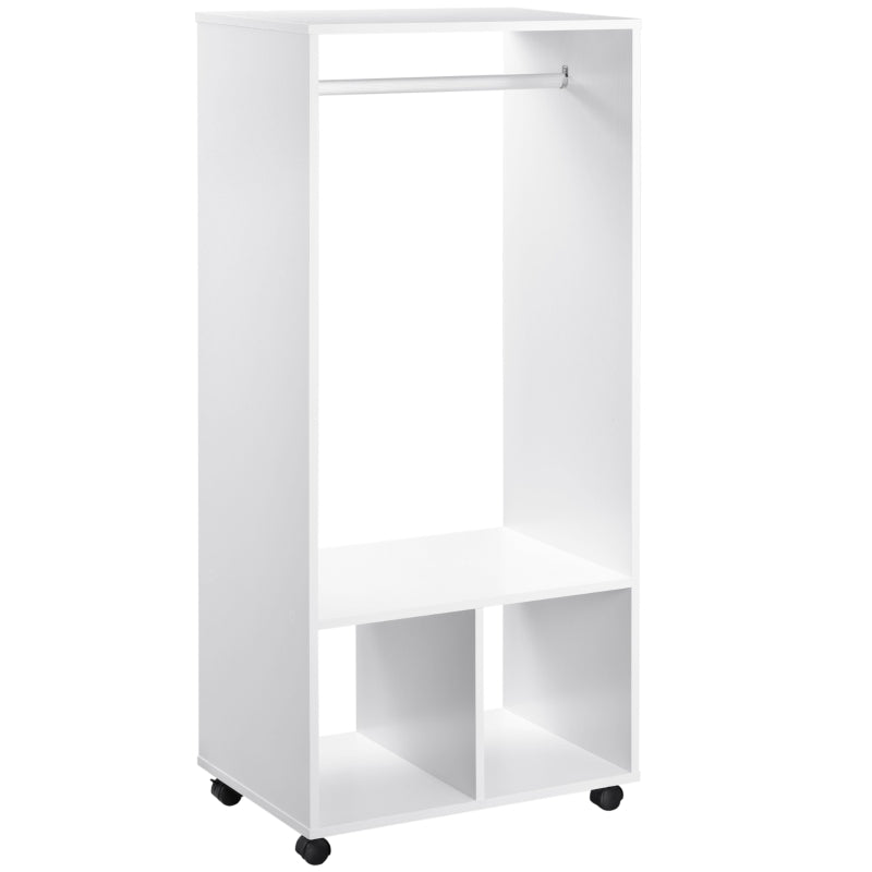 Mobile Open Wardrobe with Clothes Hanging Rail and Storage Shelves for Bedroom or Hallway