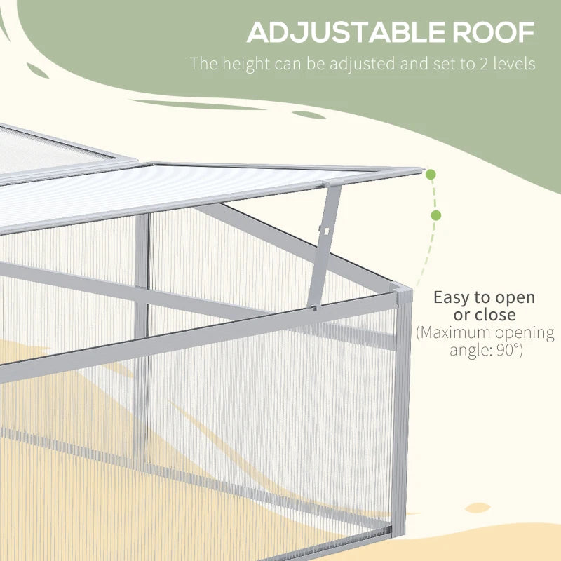 Green Polycarbonate Cold Frame Greenhouse, 100x100cm, Windows