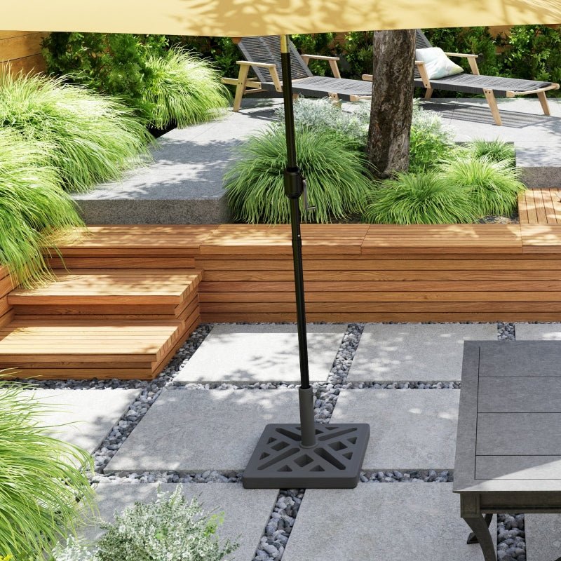 15kg HDPE Black Garden Parasol Base - Outdoor Umbrella Stand with Cut-Out Design for Deck and Poolside