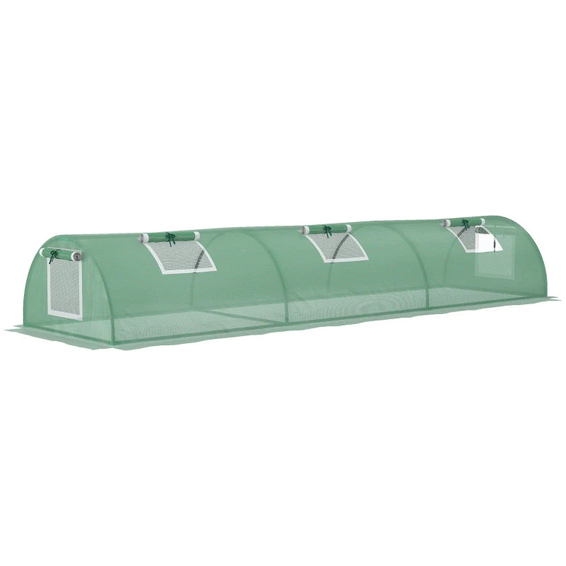Portable Green Steel Frame Mini Greenhouse with 5 Mesh Windows