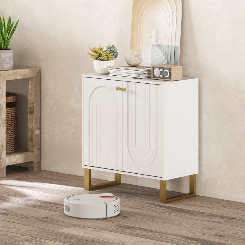 Modern 2-Door White Sideboard Storage Cabinet - Stylish Home Furniture for Living Room, Dining Room, or Entryway