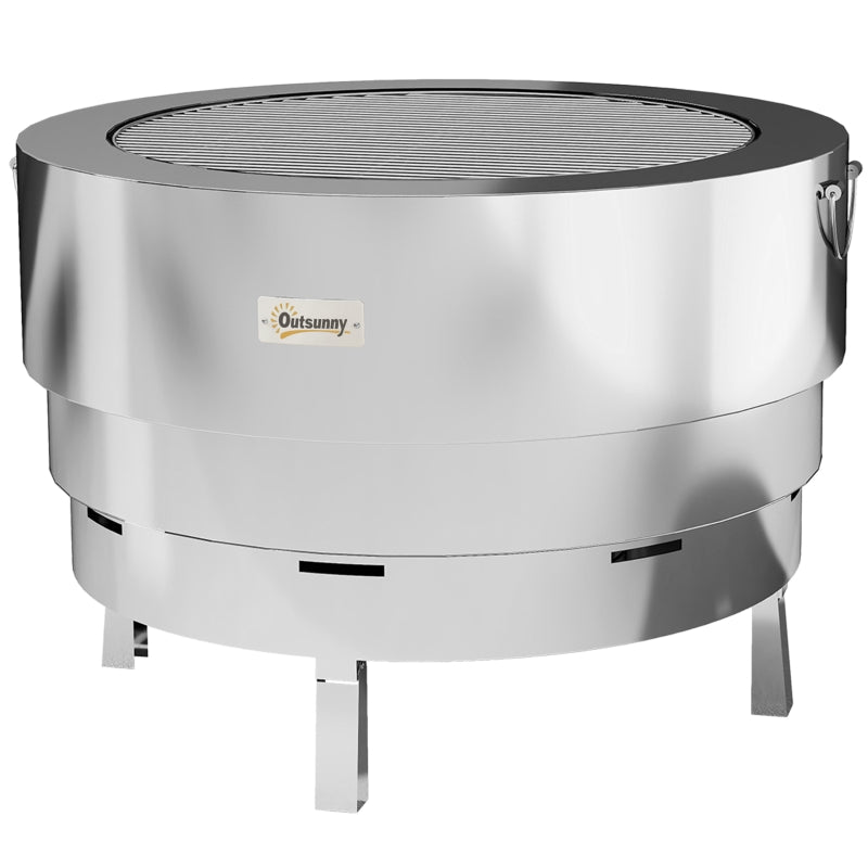 Stainless Steel Wood-Burning Fire Pit with Poker - Durable Outdoor Fire Pit for Backyard