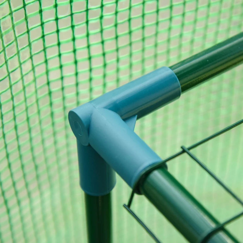 Green Walk-In Wall Tunnel Greenhouse with Zipped Door - 214x120x215cm