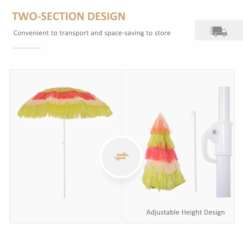 Multicolor 1.6m Beach Sun Umbrella with Tilting Crank