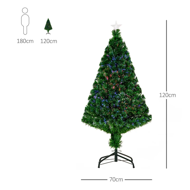 4FT Pre-Lit Fibre Optic Christmas Tree with Multi-Colour Lights & Tree Topper - Perfect Holiday Décor for Xmas