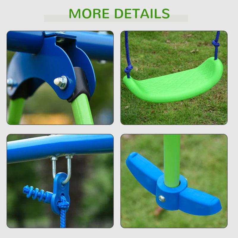 Adjustable Metal Garden Swing Set for Kids, Green