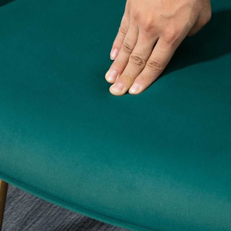 Stylish Velvet Wingback Armchair with Footstool for Living Room, Bedroom or Home Office in Dark Green