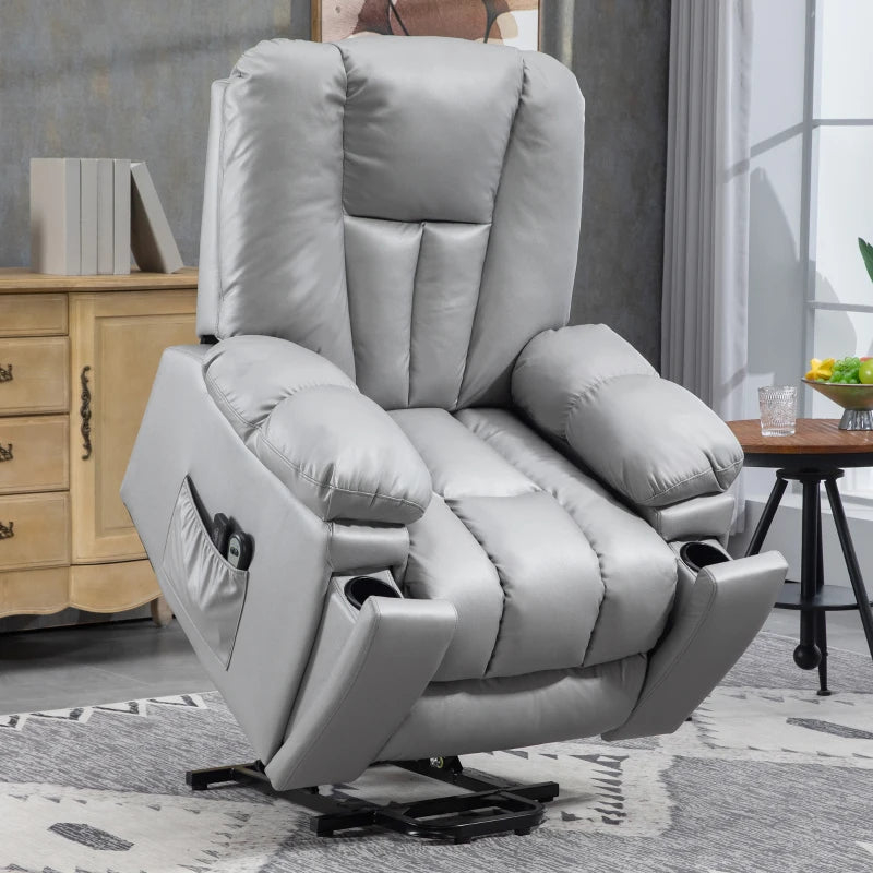 Charcoal Grey Reclining Armchair with Eight Massage Points for Ultimate Comfort