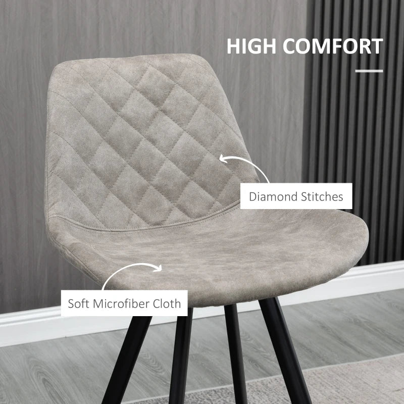 Set of 2 Vintage Microfiber Bar Stools - Comfortable Tub Seats with Steel Frame & Footrest - Stylish Grey for Home & Cafe