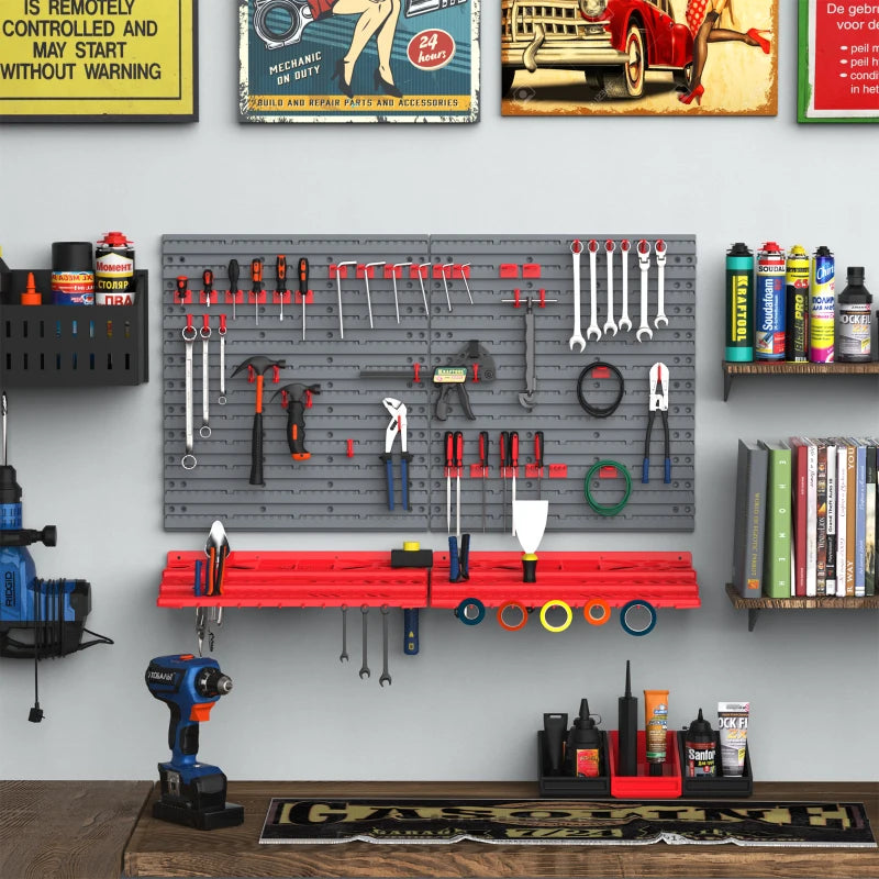 54-Piece Tool Organiser - 50 Pegs & 2 Shelves