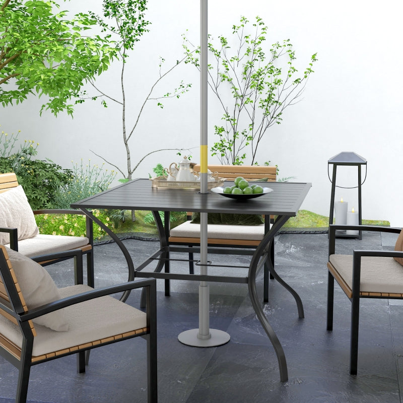 Dark Grey Outdoor Dining Table for Four with Parasol Hole