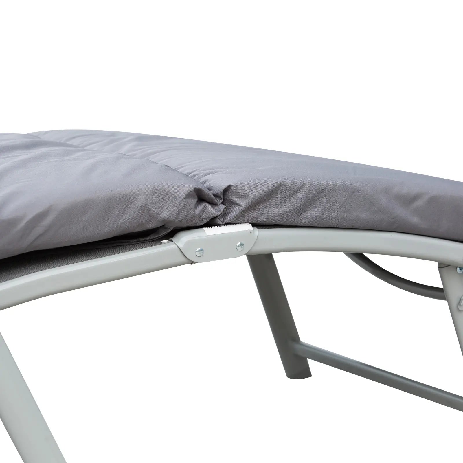 Grey Padded Sun Lounger With Pillow - Foldable