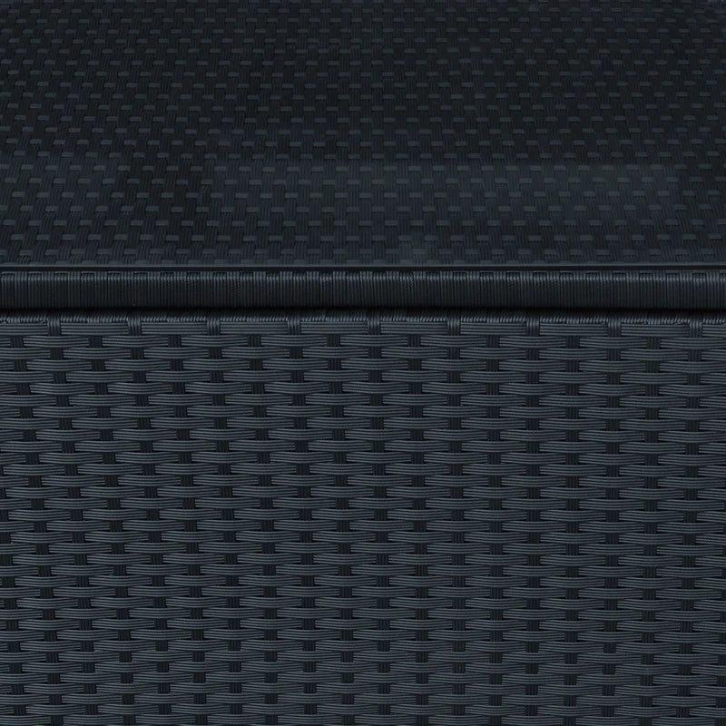 Black PE Wicker Rattan Garden Side Table with Foot Pads