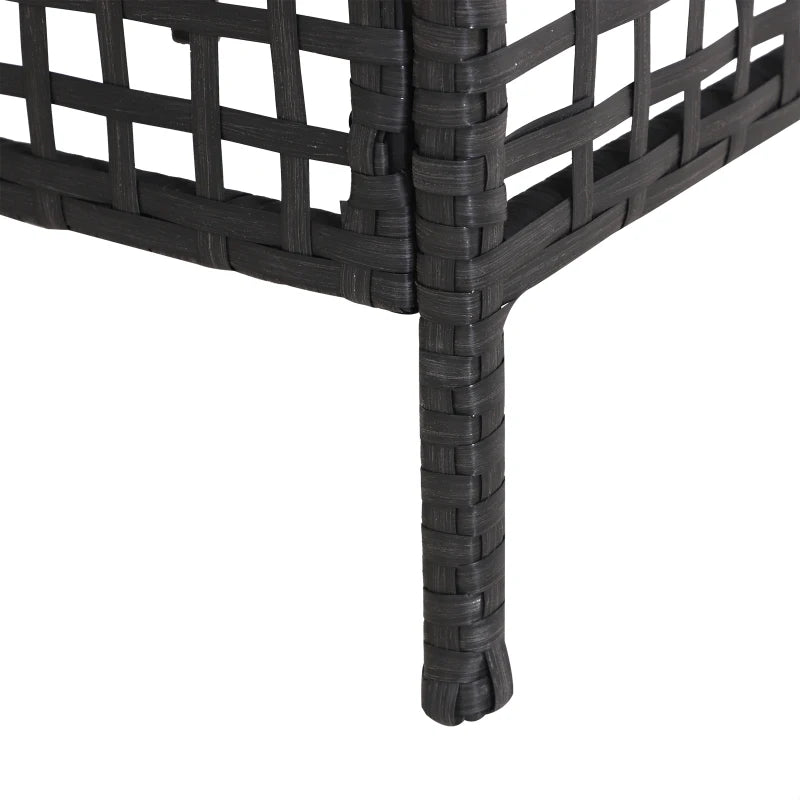 Black Rattan Side Table with Glass Top