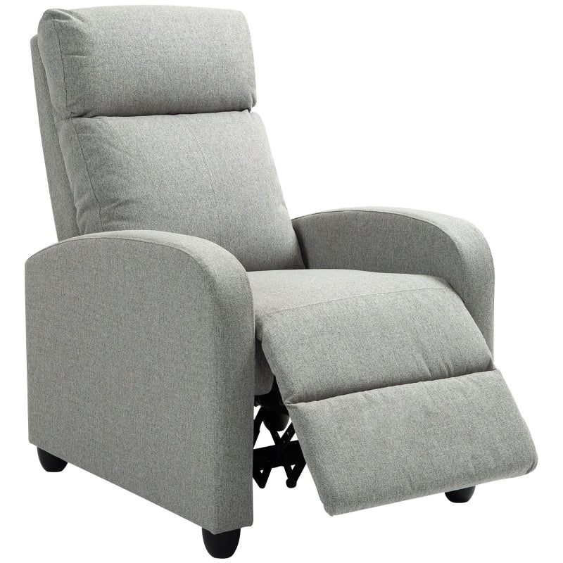 Grey 135° Push Back Recliner Armchair with Footrest for Ultimate Comfort and Relaxation