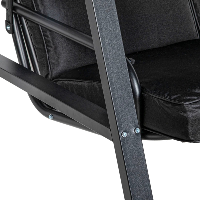 Black 2-Seater Garden Swing Bench with Adjustable Canopy