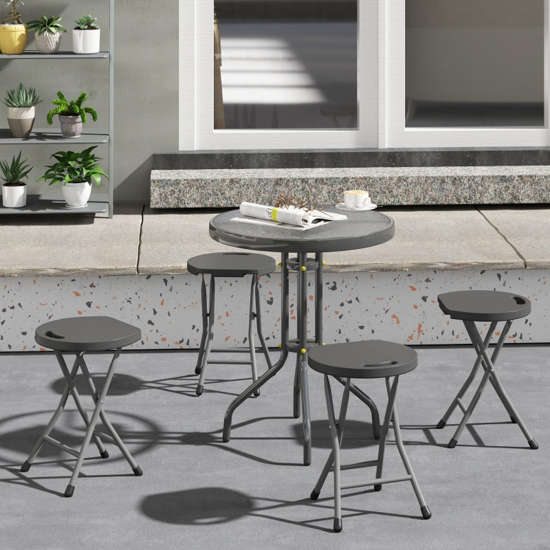 Set of Four Charcoal Grey Folding Carry Stools - Compact and Lightweight Design