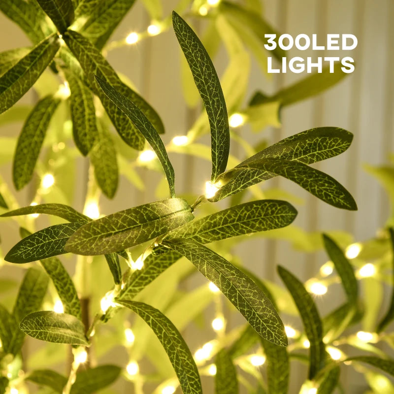 300 LED Light Decorative Artificial Olive Tree - Lifelike Green Home Decor for Indoor & Outdoor Use