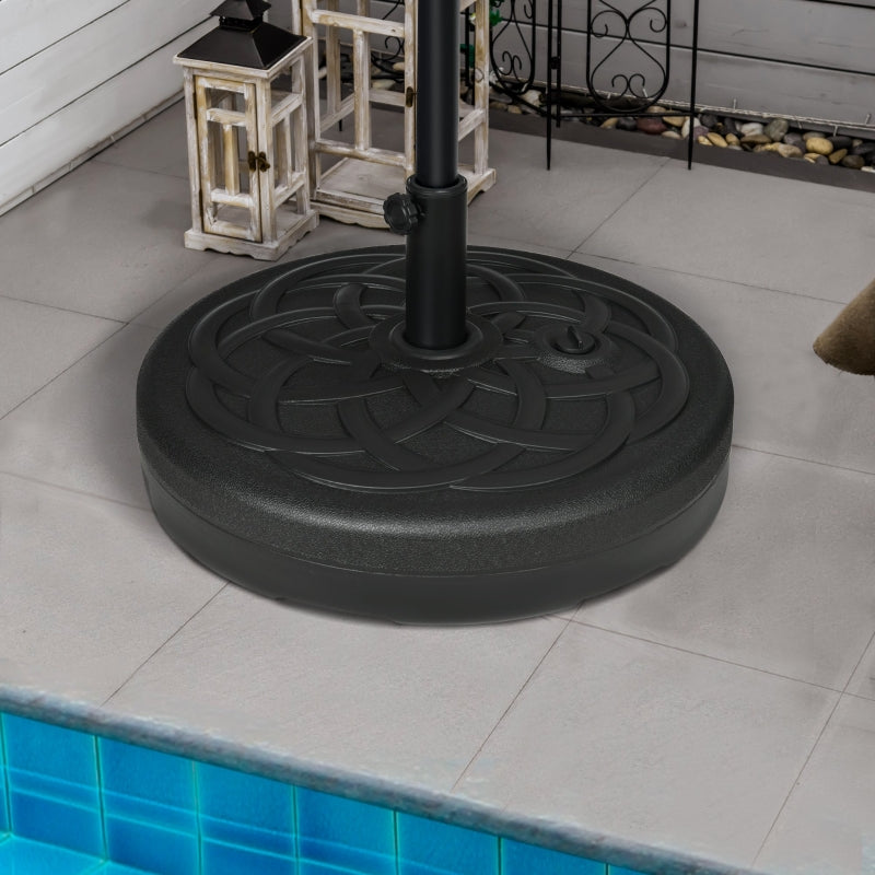 Black Garden Umbrella Stand Weight - 25kg Water or 35kg Sand Fill