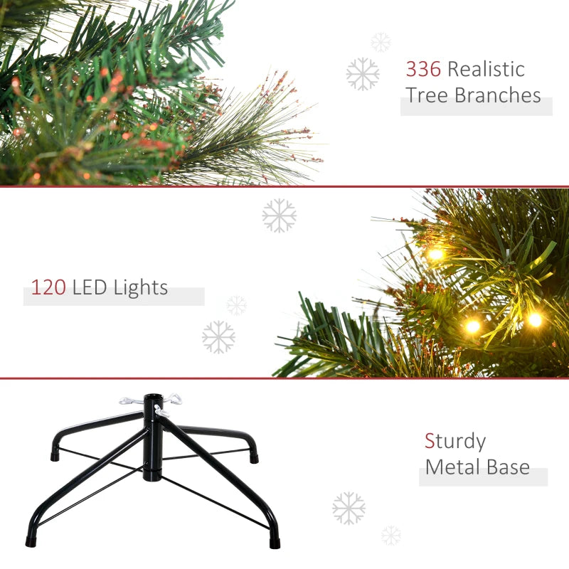 5ft Pre-Lit Artificial Christmas Tree - Warm White LED Spruce Holiday Décor with Metal Stand - Perfect Xmas Decoration