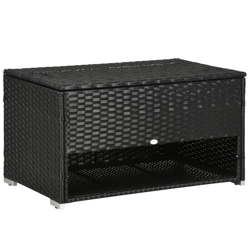 Black Rattan Storage Bench