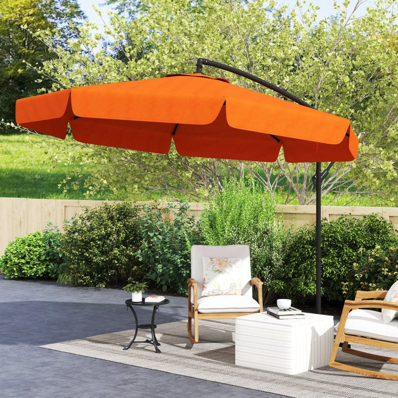 2.7m Orange Garden Cantilever Banana Parasol - Outdoor Umbrella for Patio and Deck