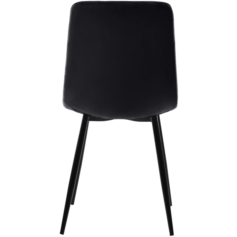 Set of 4 Ergonomic Velvet Dining Chairs with Upholstered Seat and Metal Frame in Black