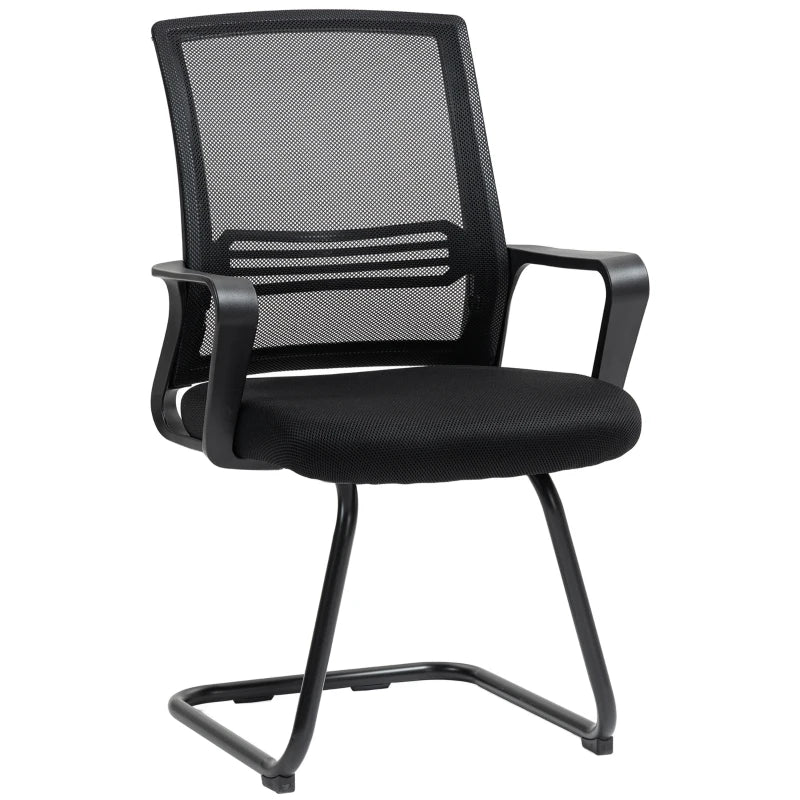 Ergonomic Padded Office Chair with Sled Base for Home Conference Room and Waiting Areas Black