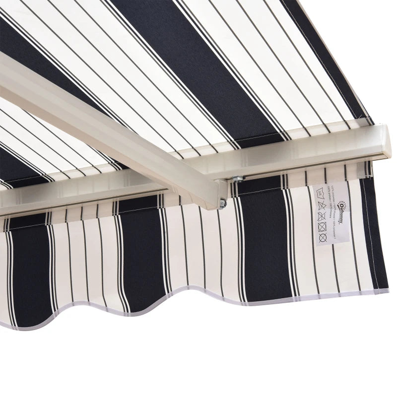 Dark Blue and White Retractable Awning, 2.5m x 2m - Manual Operation