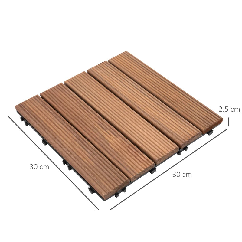 Brown Wooden Interlocking Decking Tiles (27 Tiles)