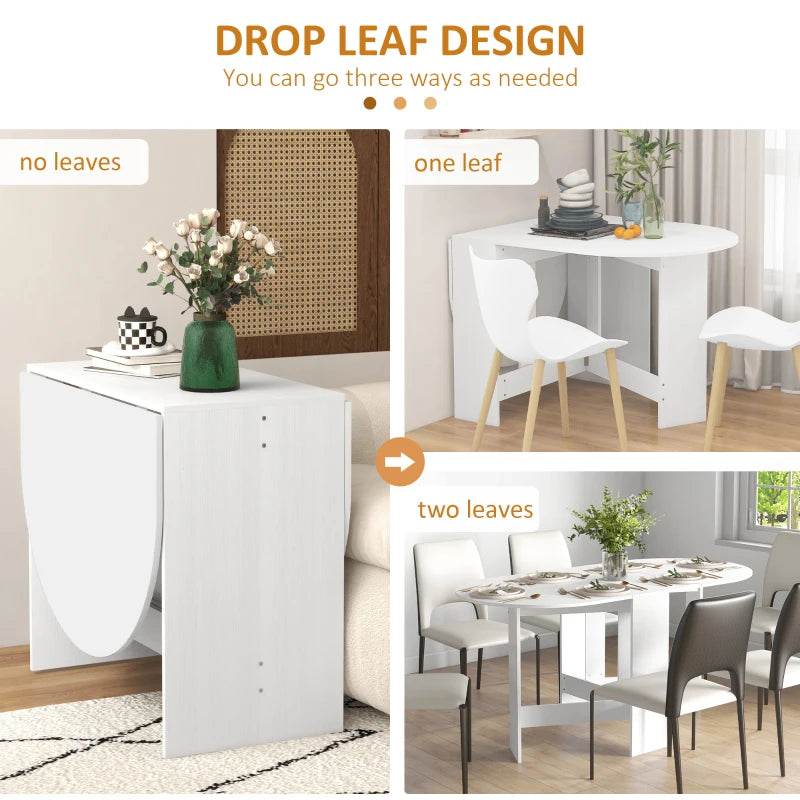 Folding Drop Leaf Dining Table for Small Spaces - Oval Ash Wood-Effect Tabletop for Dining Room
