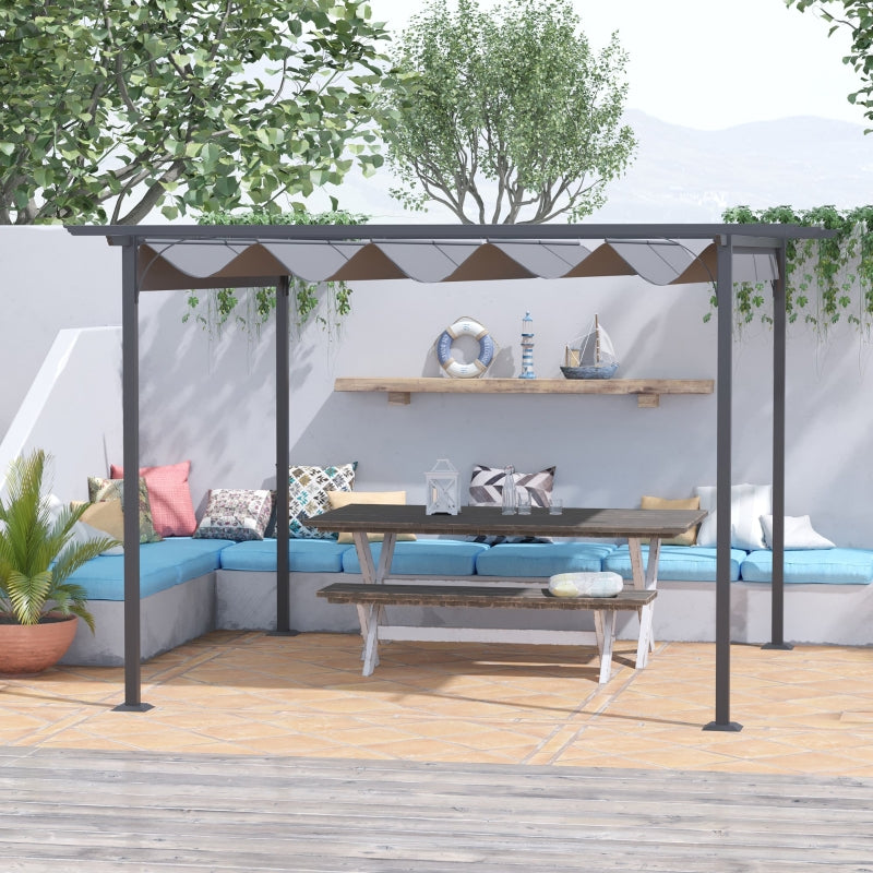 3.5m x 3.5m Metal Pergola - Grey
