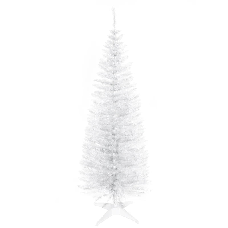 5ft Unlit Pencil Slim Artificial Christmas Tree - Realistic White Branches & Sturdy Stand for Holiday Decor