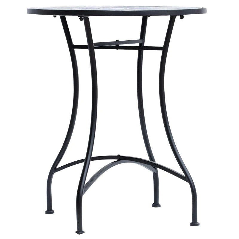 Blue and White Mosaic Garden Table - 60cm Ceramic Top