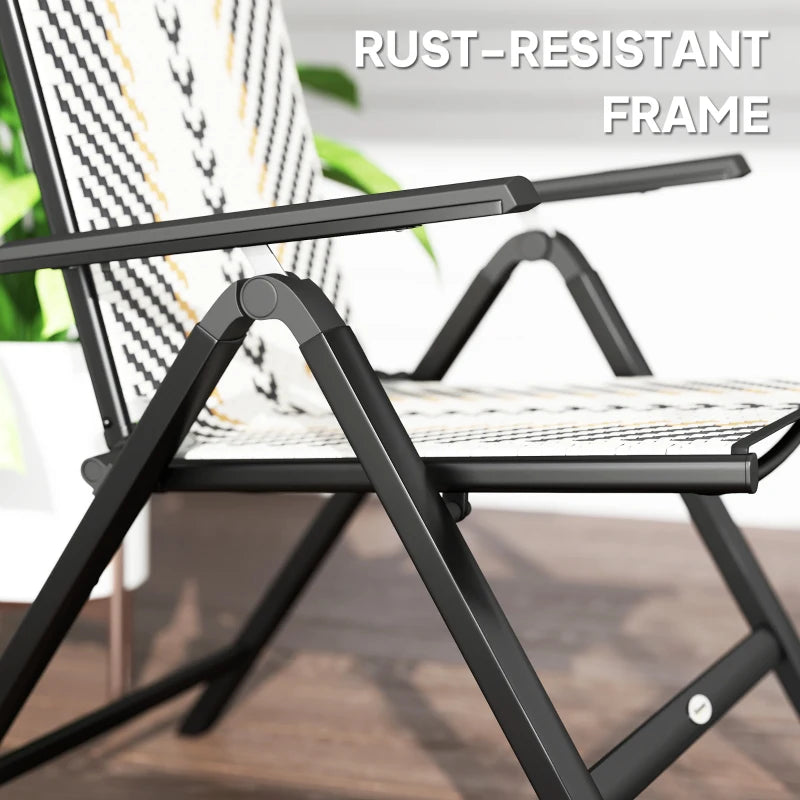 Set of 2 Multicolour Rattan Reclining Garden Chairs - Stylish Outdoor Seating for Relaxation and Comfort