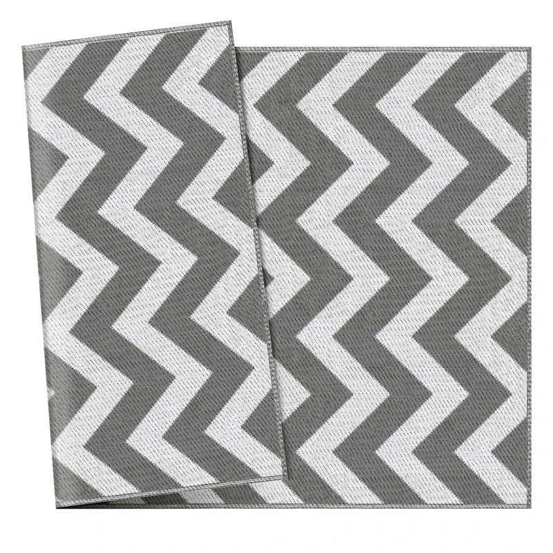 Reversible Outdoor Garden Rug 1.2 x 1.8m - Waterproof Grey and White Patio Carpet