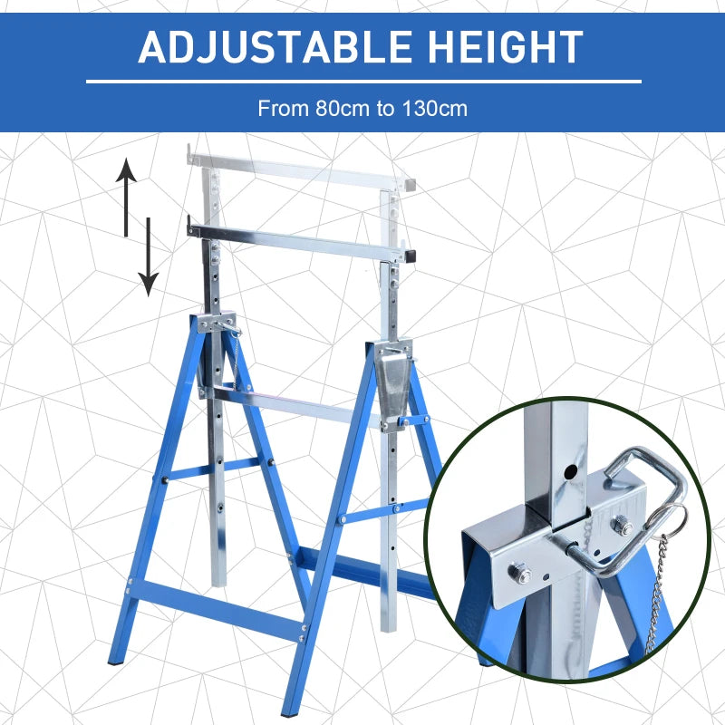 Blue Adjustable Telescopic Builders Trestle for DIY Projects