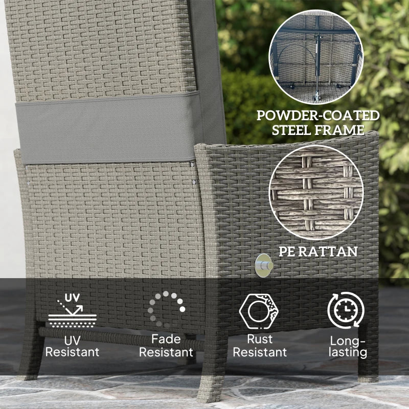 5 Piece Rattan Garden Furniture Set with Cushions and Adjustable Backrests for Outdoor Relaxation