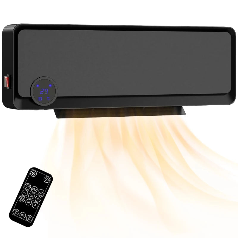 Electric Wall Downflow Heater 2000W with Timer Remote Oscillation for Home Office Bedroom