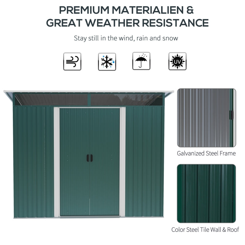 8.5 x 6ft Metal Garden Storage Shed - Green