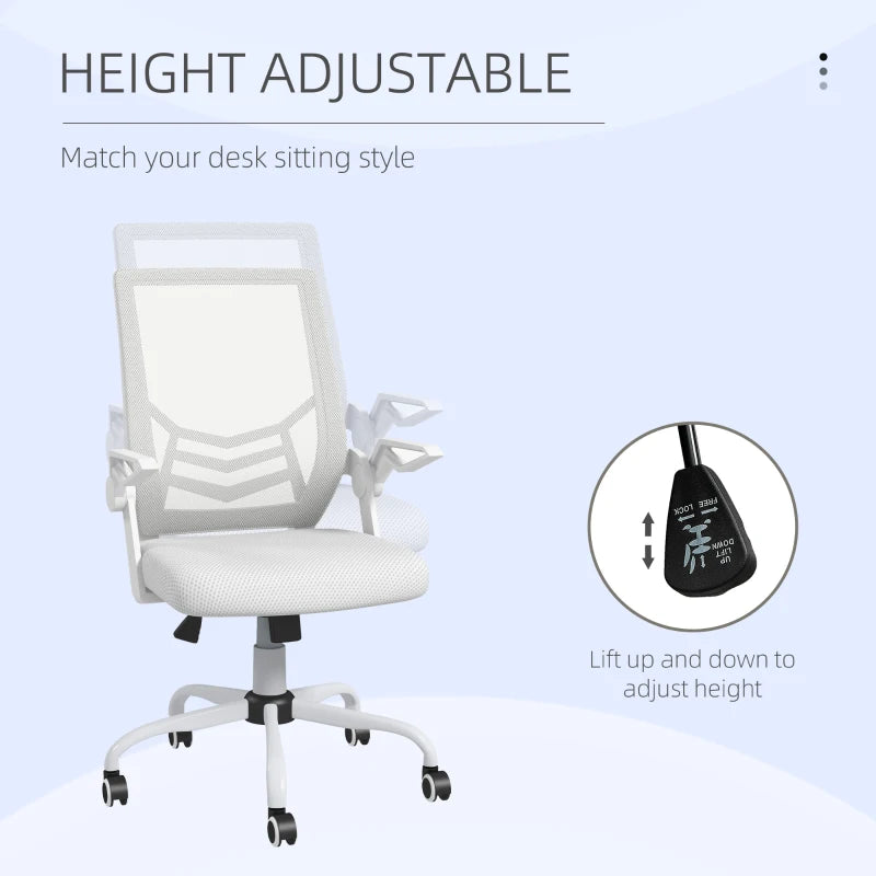 Vinsetto Ergonomic Mesh Office Chair with Flip-up Armrests and Lumbar Support for Home and Office