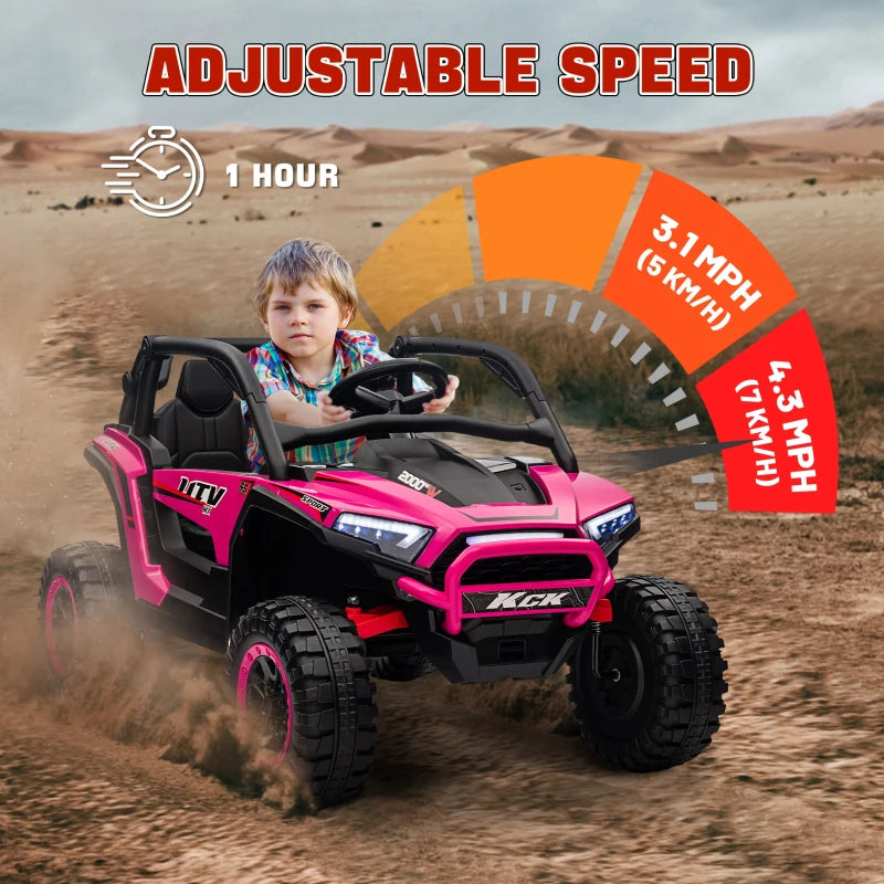Pink 2 Seater Electric Ride On Truck with Remote Control 24V Battery Powered Car