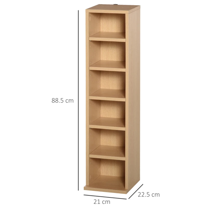 Set of 2 Blu-Ray Tower Rack - Adjustable CD Media Display Shelf Unit, Natural Wood Bookcase Storage Organizer
