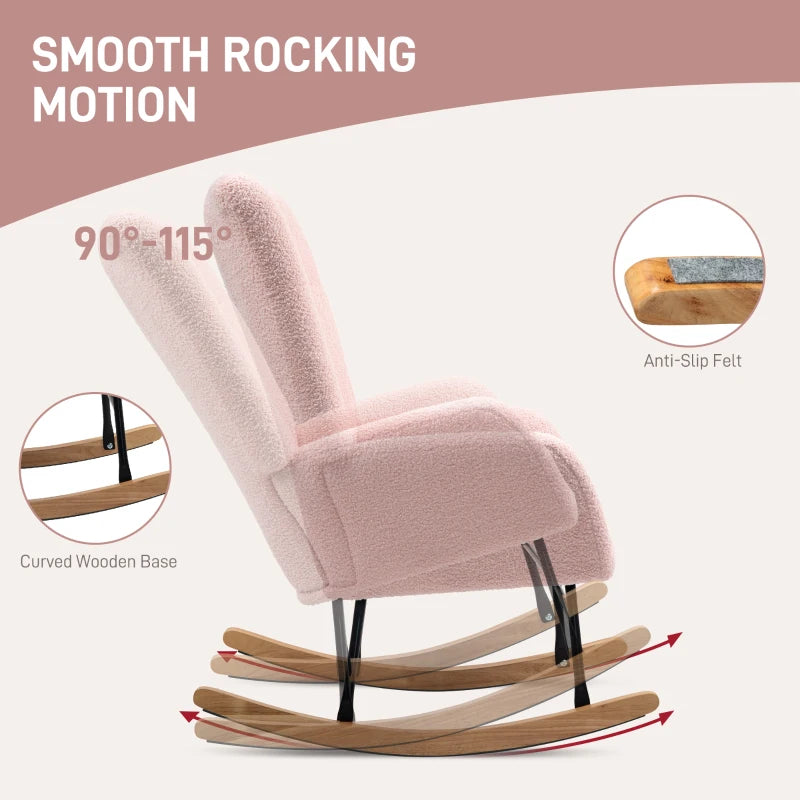 Pink Teddy Fleece Rocking Chair - Cozy Comfort for Kids, Size: Standard