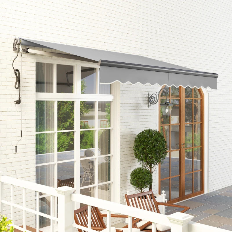 3m x 2.5m Light Grey Electric Retractable Awning with Remote Control & Aluminium Frame – UV30+ Sun Shade Canopy for Patio, Garden, Deck, Door or Window