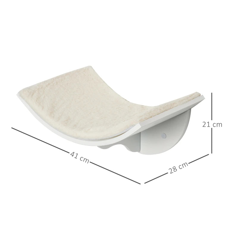 Wood Cat Shelves - Wall-Mounted Curved Kitten Bed Perch Climber Furniture - 41x28x21cm - Stylish White Cat Shelters