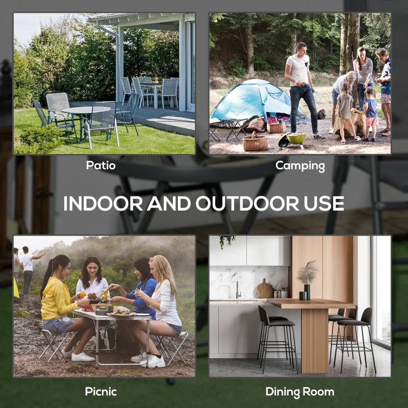 45cm Round Garden Side Table - Outdoor Folding Patio Table with Imitation Marble Glass Top - Black & White Coffee Table