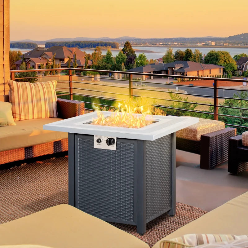 71x71cm 40000 BTU Gas Fire Pit Table - Stylish Black/Grey Outdoor Heating Solution for Patios & Backyards